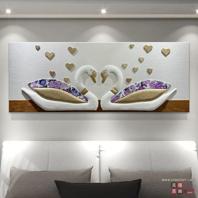 抽象 单幅 装饰画 轻奢风 卧室背景墙挂画 晶瓷画