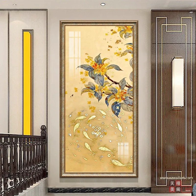 荷花 单幅 装饰画 现代简约 玄关背景墙挂画 晶瓷画