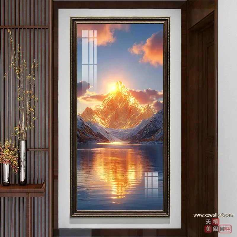 山水 单幅 装饰画 欧式 玄关背景墙挂画 晶瓷画