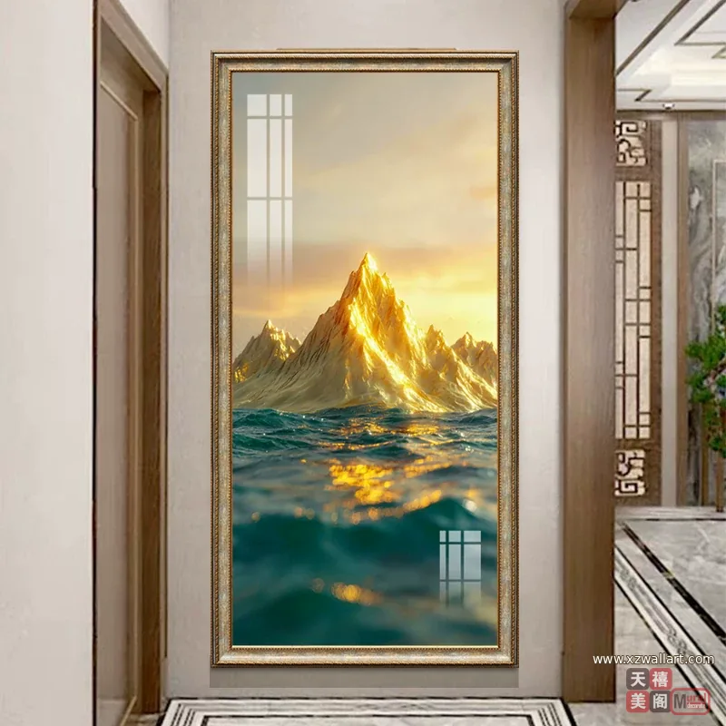 山水 单幅 装饰画 欧式 玄关背景墙挂画 晶瓷画