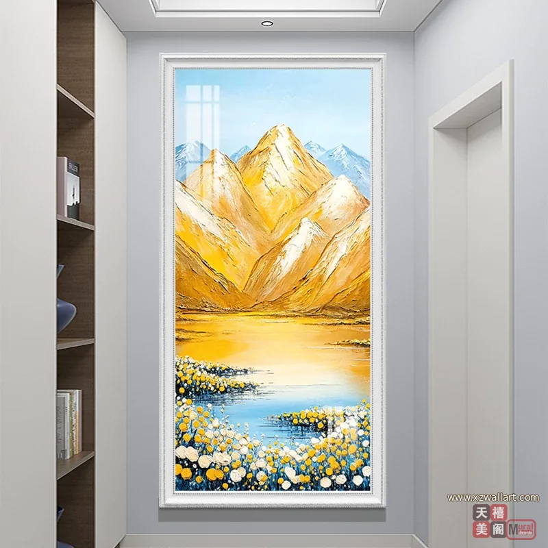山水 单幅 装饰画 欧式 玄关背景墙挂画 晶瓷画