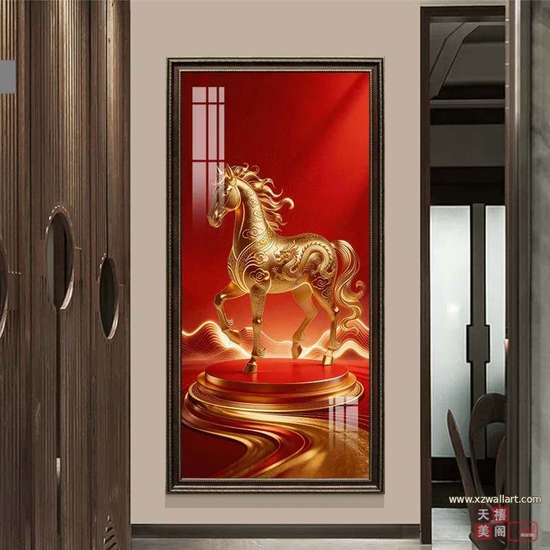 马 单幅 装饰画 现代简约 玄关背景墙挂画 晶瓷画
