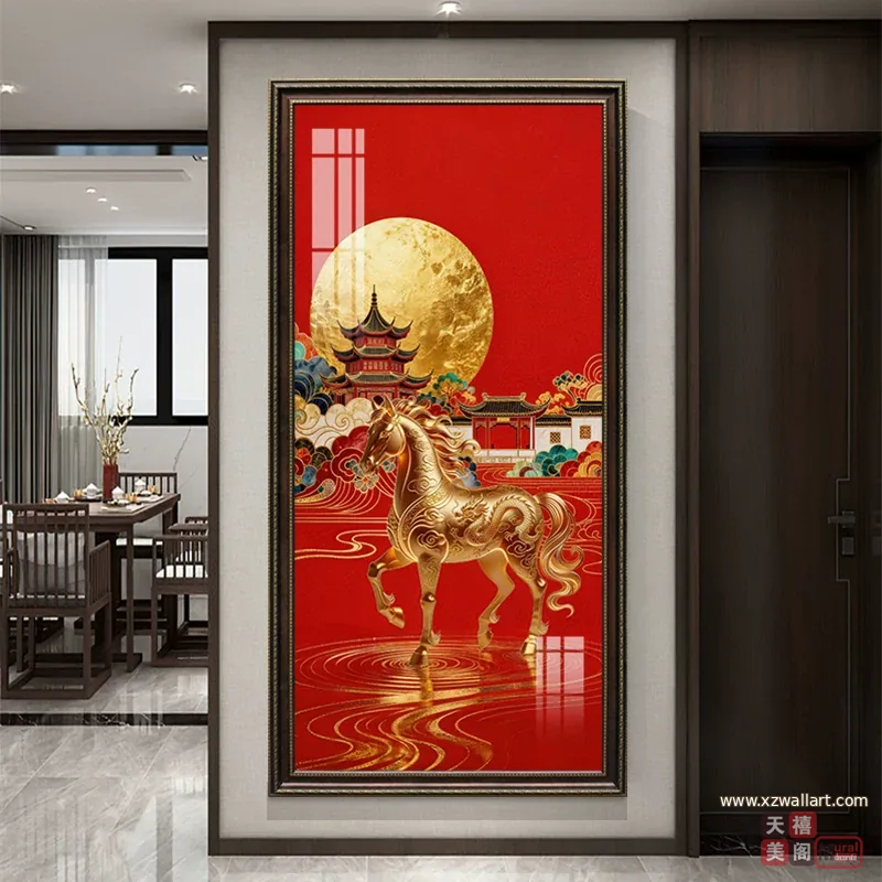 马 单幅 装饰画 现代简约 玄关背景墙挂画 晶瓷画
