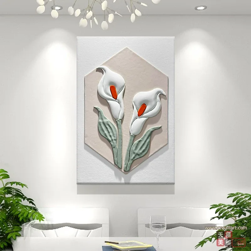 花 单幅 装饰画 奶油风 餐厅背景墙挂画 晶瓷画