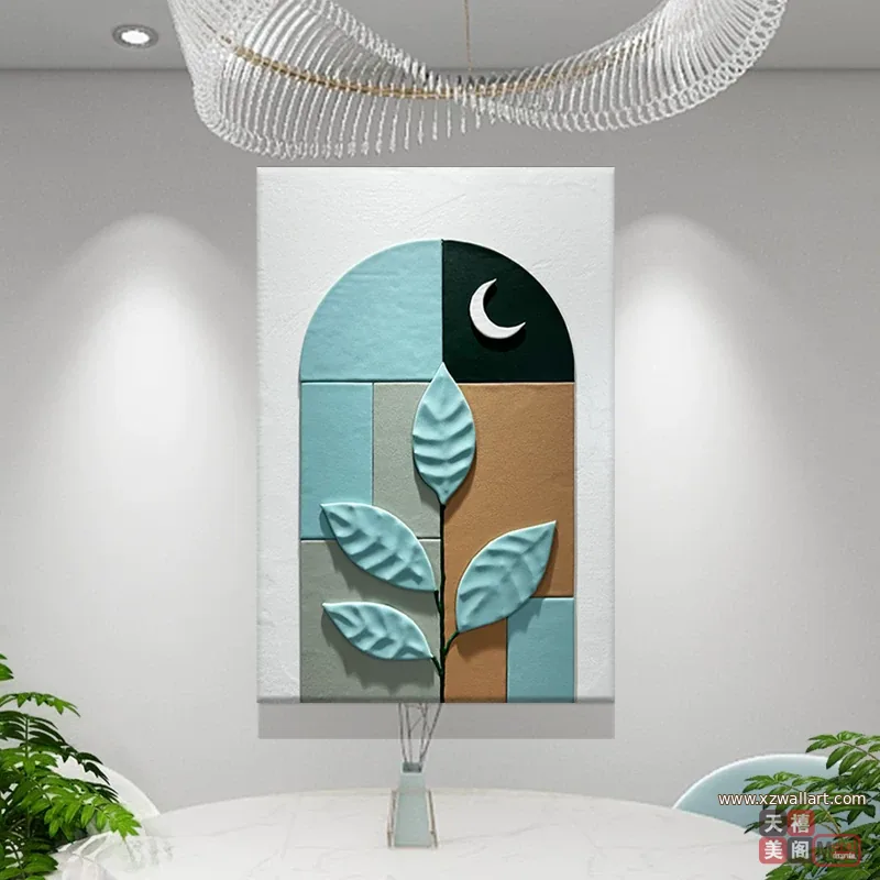 抽象 单幅 装饰画 轻奢风 餐厅背景墙挂画 晶瓷画
