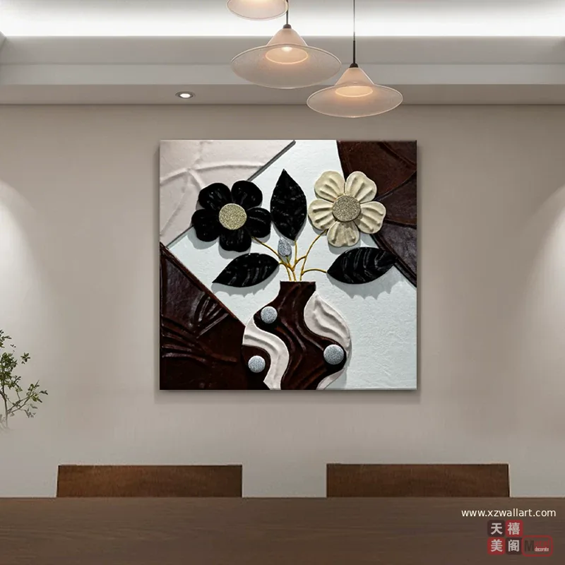 抽象 单幅 装饰画 轻奢风 餐厅背景墙挂画 晶瓷画