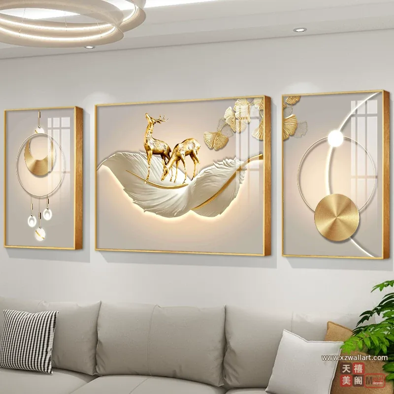 抽象 单幅 装饰画 奶油风 客厅背景墙挂画 晶瓷画