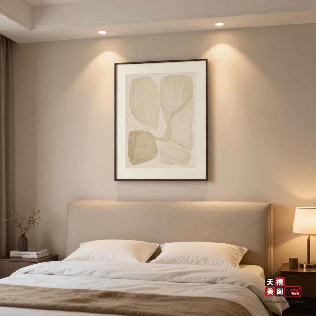 奶油风卧室床头挂画多宽合适？床宽比例、挂高与低刺激选画指南