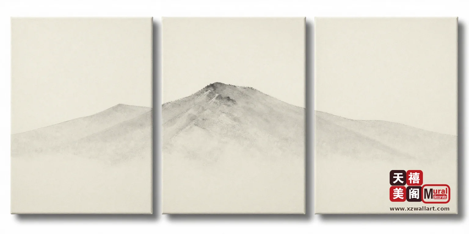 淡墨远峰·居中·方形